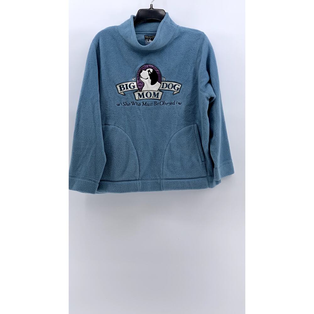 POLAR DOGS By Big Dogs Women's Blue Vintage Fleece Graphic Sweater SZ S